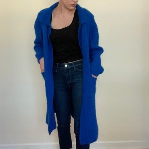 Vintage Cobalt Alpaca Wool Long Cardigan